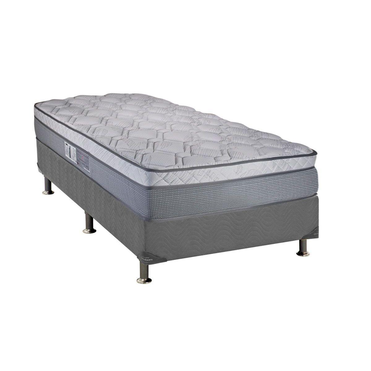 Cama Box Solteiro Colchao Molas Luckspuma Masterpocket Ensacadas New Maxi Base Crc Suede Gray 88x188