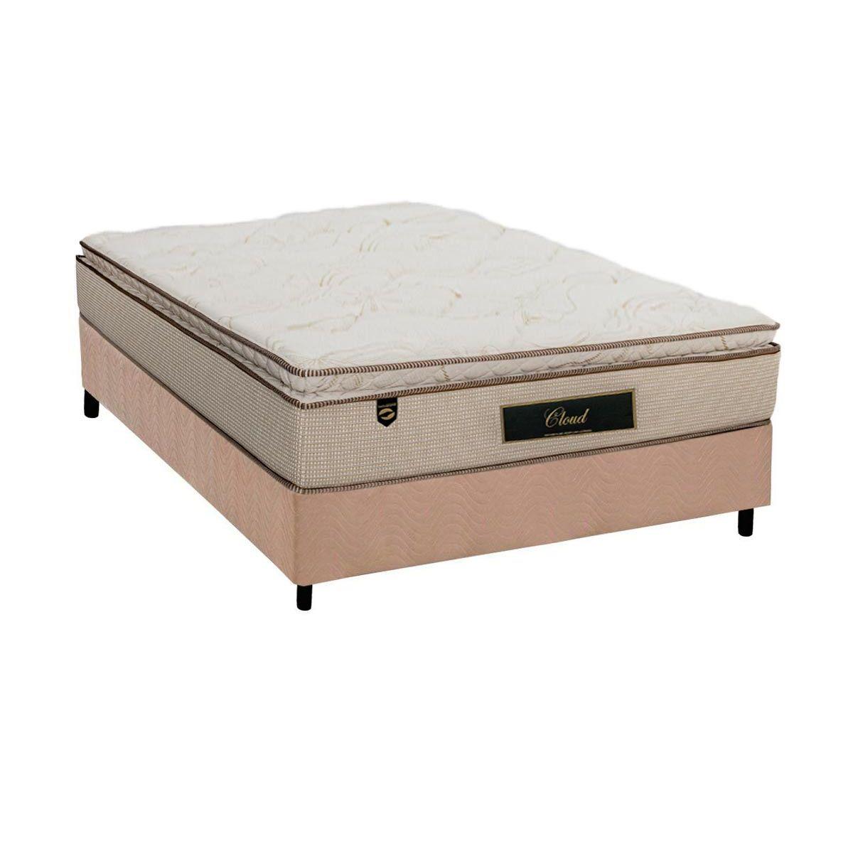 Cama Box Casal Colchao Molas Masterpocket Ensacadas Luckspuma Cloud One Side Base Crc Suede Clean 138x188