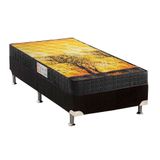 Cama Box Solteiro Colchao Espuma Anjos D28 Ep Anatomico Pantanal Base Crc Suede Black 88x188
