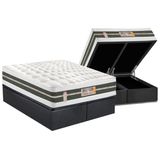 Cama Box Bau Queen Colchao Molas Bonnel Castor Silver Star Air Double Face Base Crc Suede Gray 158x198