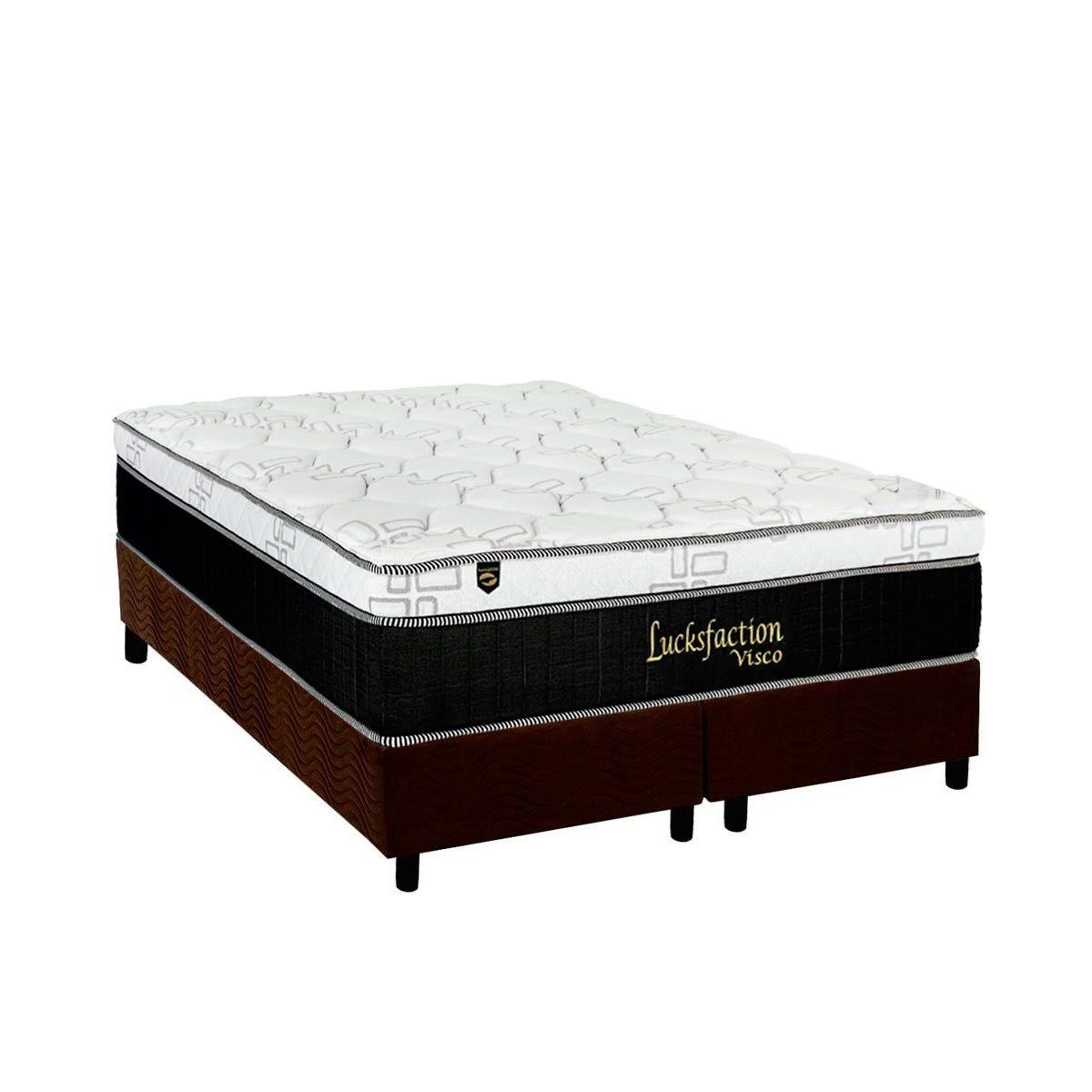 Cama Box King Colchao Molas Luckspuma Masterpocket Ensacadas Lucksfaction Viscoelastico Base Crc Suede Brown 193x203