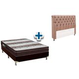 Cama Box Queen Crc Colchao Ortopedico Ortobom Cabeceira Imperatriz Suede Bege