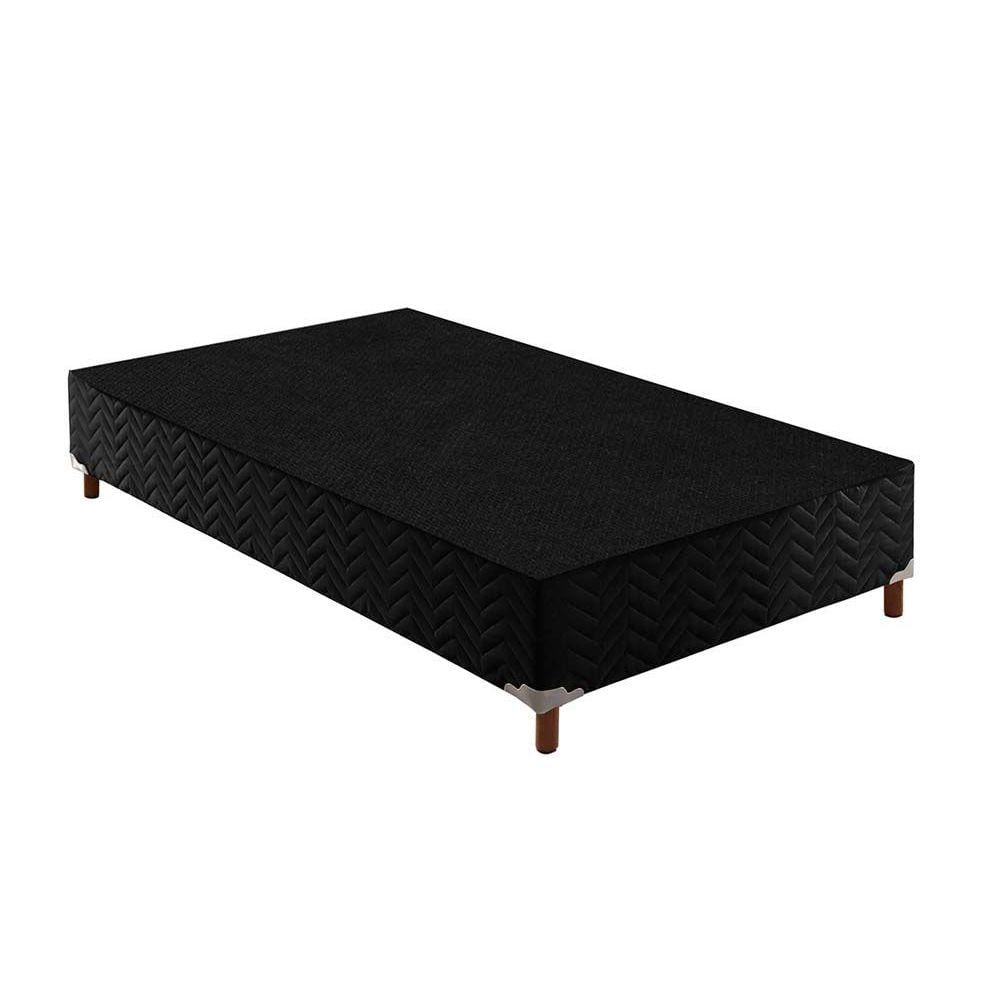 Cama Box Base Solteiro Sommier Rustico Bordado Black 88x188x20 Paropas