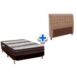 Cama Box Queen Crc Colchao Ortopedico Light Ortobom Cabeceira Dama Suede Bege