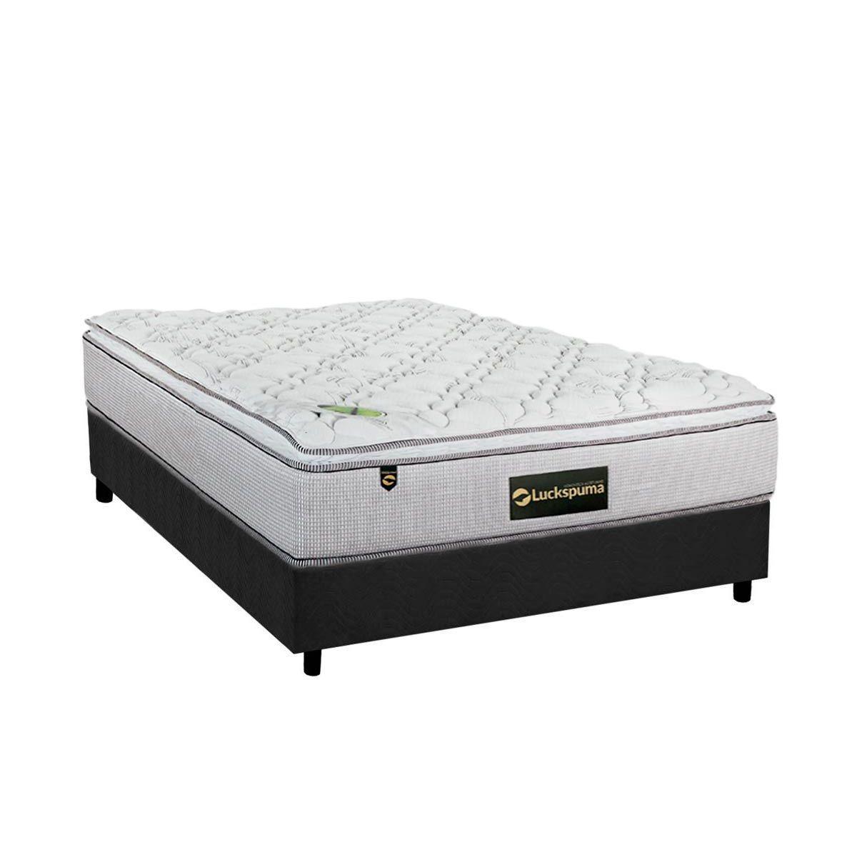 Cama Box Casal Colchao Molas Luckspuma Bonnel Trade Base Crc Suede Gray 138x188