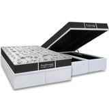 Cama Box Bau Queen Colchao Molas Probel Prolastic Prodormir Sleep Base Crc Courano White 158x198