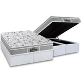Cama Box Bau Queen Colchao Anatomico Probel D45 Ep Guarda Costas Proextreme Plus Base Crc Courano White 158x198