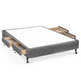 Cama Box Base C Gavetas Viuva Poli Tecido Gray 128x27 C 4 Gavs Castor