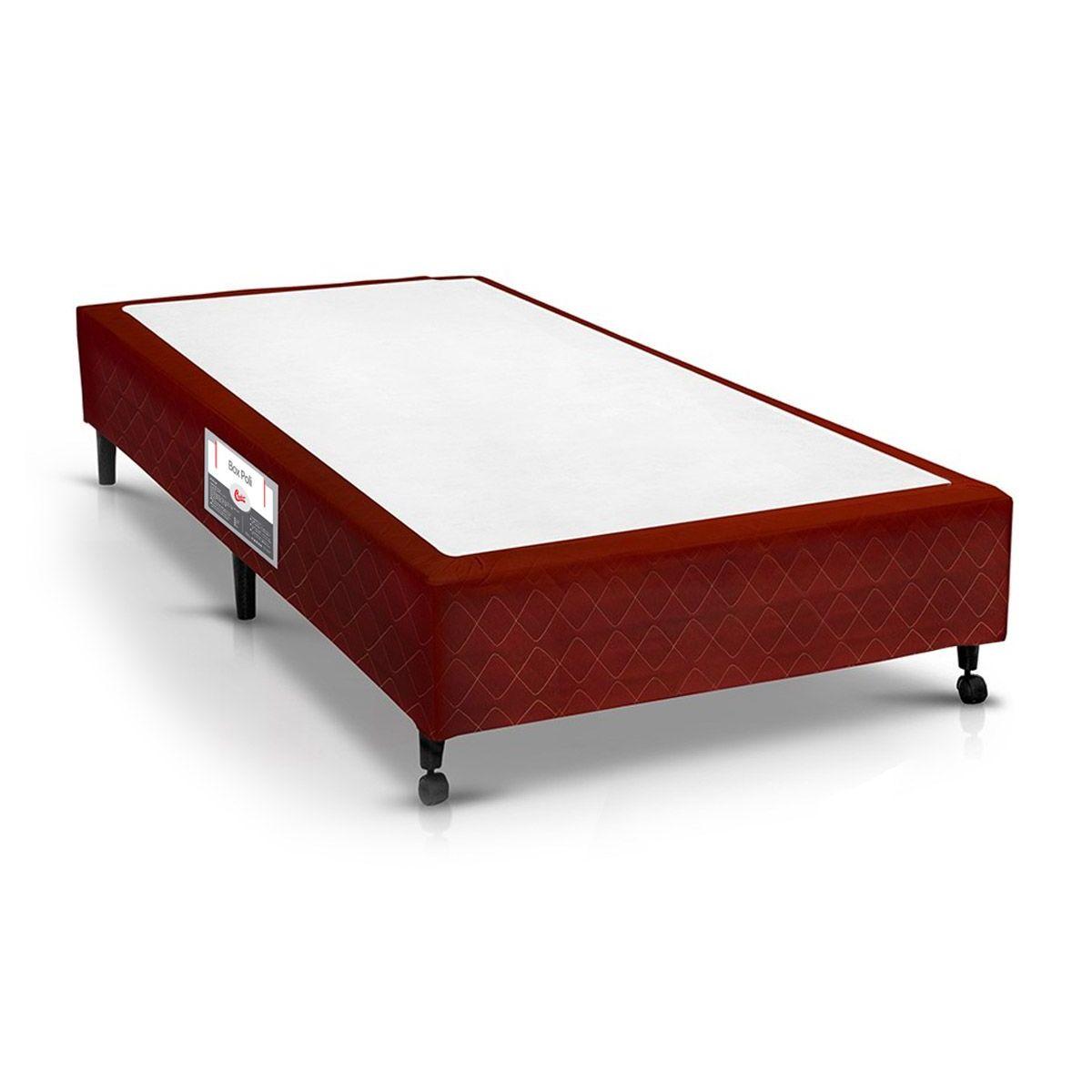 Cama Box Base Solteiro Poli Tecido Wine 78x188x27 Castor