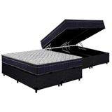 Cama Box Bau Queen Colchao Espuma D45 Ortobom Airtech 150 Base Crc Courano Black 158x198