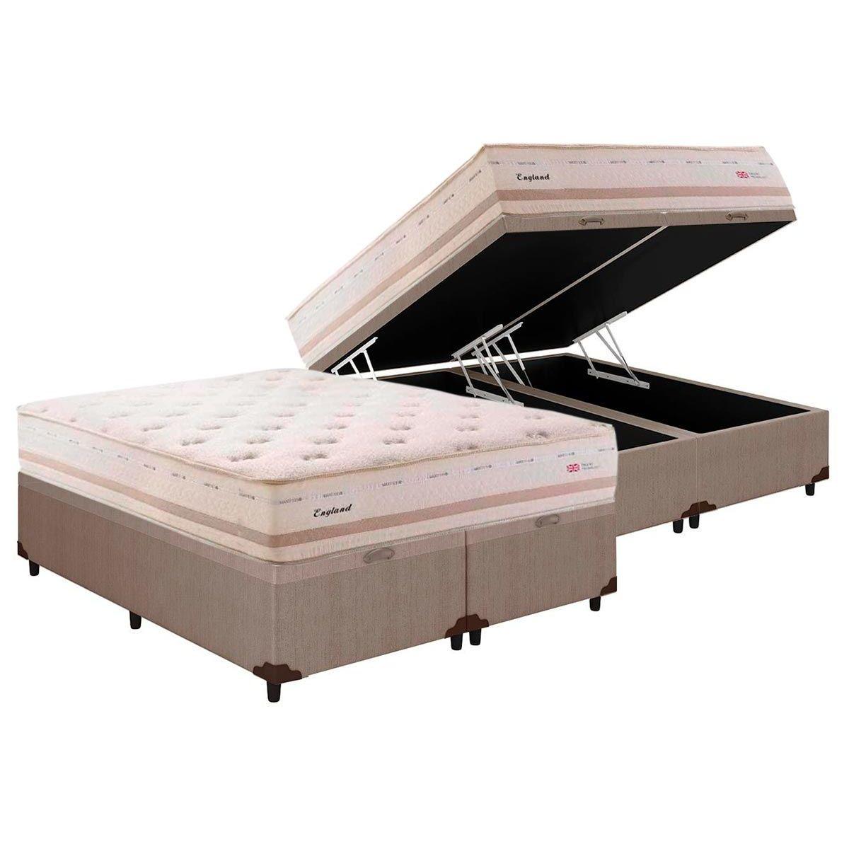 Cama Box Bau Queen Colchao Molas Herval Maxspring England Base Crc Courano Clean 158x198