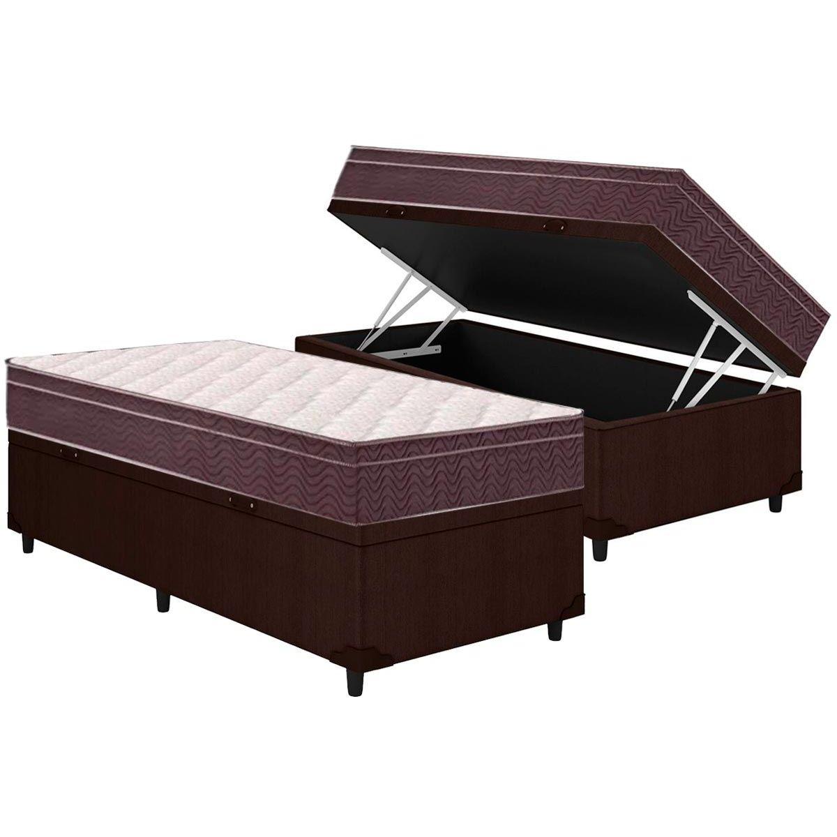 Cama Box Bau Solteiro Colchao Anatomico Ortobom D28 Ep Airtech 60 Base Crc Courano Brown 88x188x18