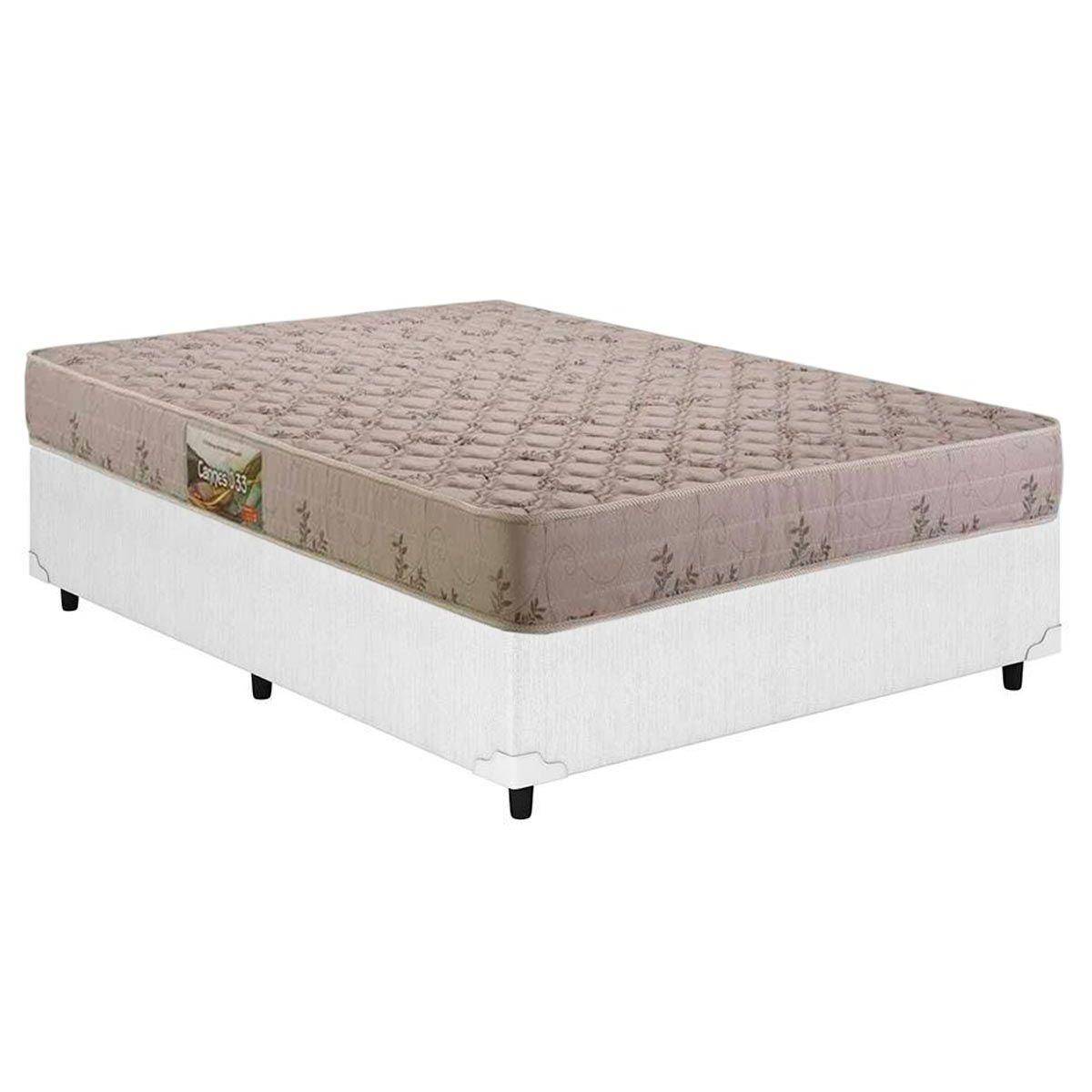 Cama Box Casal Colchao Espuma D33 Herval Cannes Base Crc Courano Clean 138x188