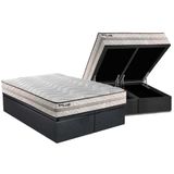 Cama Box Bau King Colchao Espuma D33 Paropas Pasquale Plus Base Crc Suede Gray 193x203