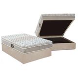 Cama Box Bau Casal Colchao Molas Castor ensacadas Class Base Crc Suede Clean 138x188