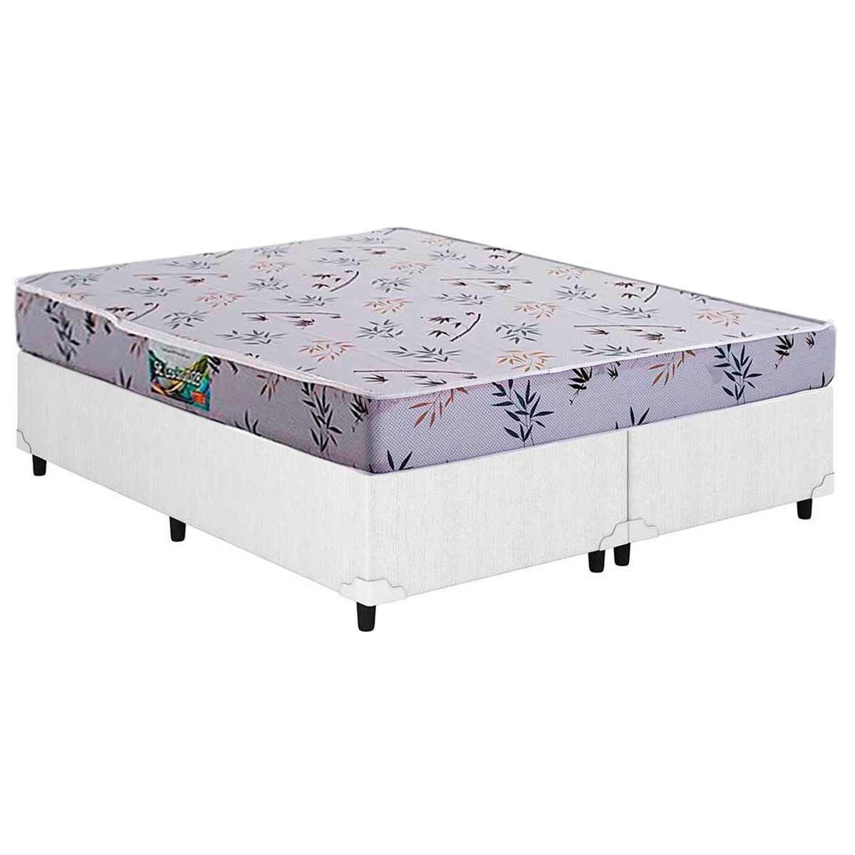 Cama Box Queen Colchao Espuma Herval D28 St Louis Base Crc Courano White 158x198