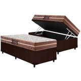 Cama Box Bau Solteiro Colchao Espuma Herval D28 Besmont Double Face Base Crc Courano Brown 88x188