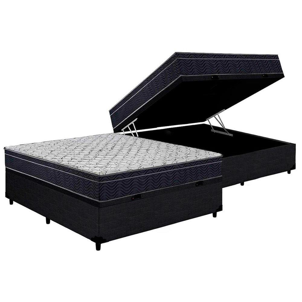 Cama Box Bau Casal Colchao Espuma D45 Ortobom Airtech 150 Base Crc Courano Black 138x188