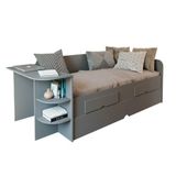 Sofa Cama Solteiro Helena C 2 Gavetas E Auxiliar Grafite Cimol