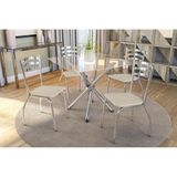 Sala De Jantar Completa Volga C Tampo Vidro 90cm 4 Cadeiras Portugal Cromado Courano Nude Kappesberg