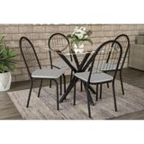 Sala De Jantar Completa Volga C Tampo Vidro 95cm 4 Cadeiras Noruega Preto Fosco Courano Branco Kappesberg