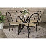 Sala De Jantar Completa Volga C Tampo Vidro 95cm 4 Cadeiras Noruega Preto Fosco Courano Nude Kappesberg