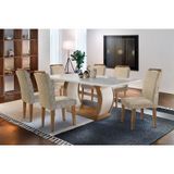 Sala De Jantar Completa Jade C Tampo Madeirado C Vidro Canto Curvo 180cm 6 Cadeiras Athenas Imbuia Animale Chocolate Rufato