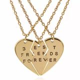 3 Colares Best Friends Amizade Folheado a Ouro 18k