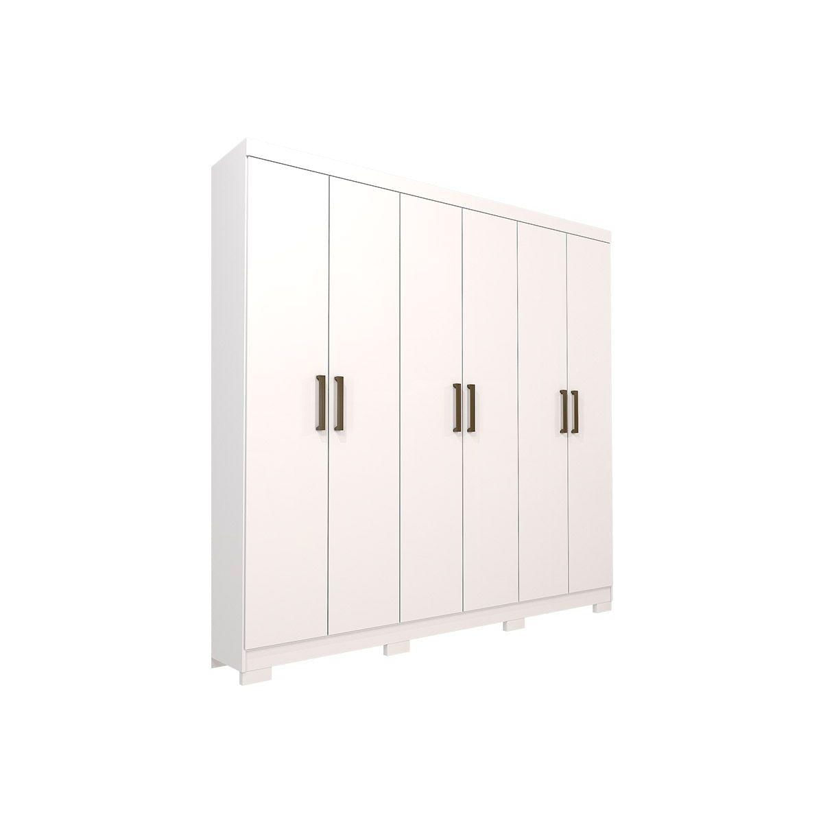 Guarda Roupa Solteiro 6 Portas E 2 Gavetas C Espelho Interno Milena Branco Panan