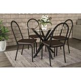 Sala De Jantar Completa Volga C Tampo Vidro 95cm 4 Cadeiras Noruega Preto Fosco Courano Marrom Kappesberg