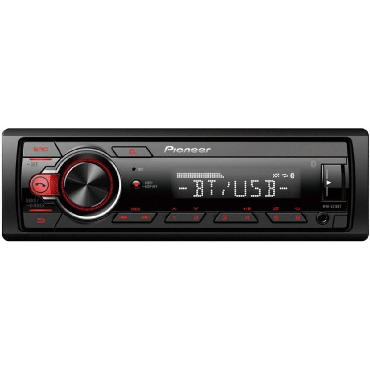 Som Automotivo Pioneer MVH-S218BT, Auxiliar Frontal, Bluetooth, USB, Rádio AM/FM