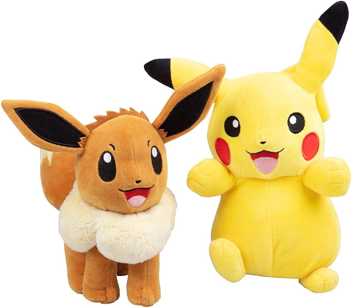 Pokémon Eevee e Pikachu 2 Pack Pelúcia Animais Recheados 8 Polegadas