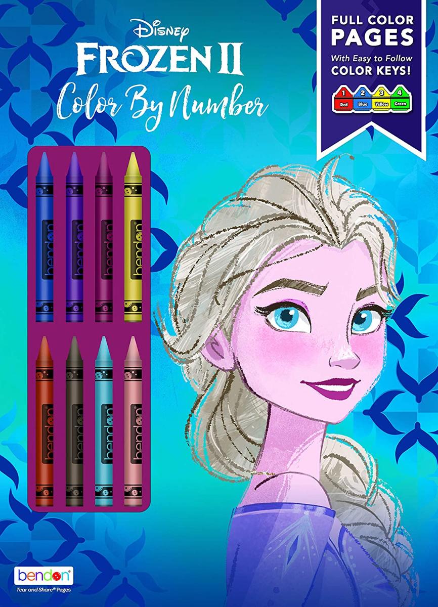 Disney Frozen 2 32-PageColor por Número de Atividades Com 8 Lápis de Cor 45824 Bendon