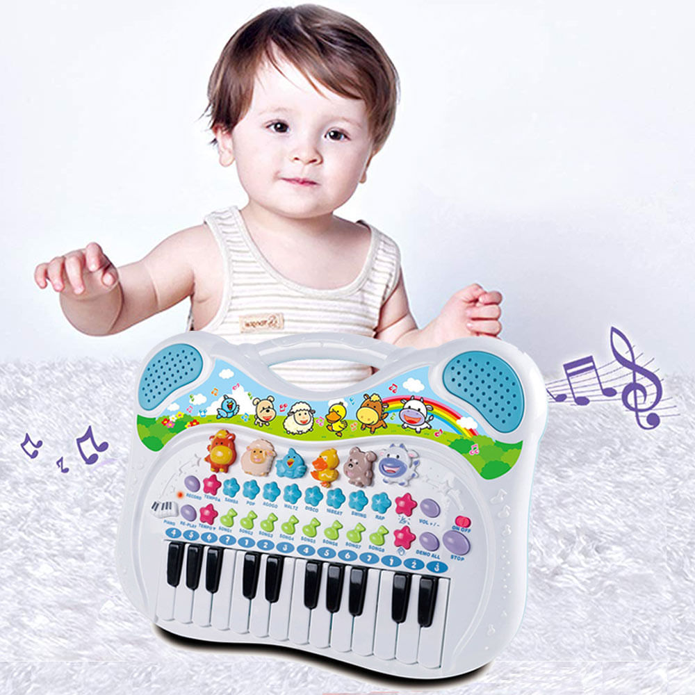 Teclado Infantil Piano Musical Animal Azul Braskit