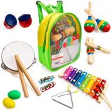 Stoie's 17 pcs Instrumentos Musicais Conjunto para Crianças Crianças Infantis Brinquedos de Música - Brinquedos de Percussão de Madeira para Meninos