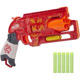 NERF Zombie Strike Hammershot Blaster - Pull-Back Hammer-Blasting Action, 5 Dardos Oficiais de Ataque Zumbi - Esquema de Cores Vermelhas (Exclusivo d