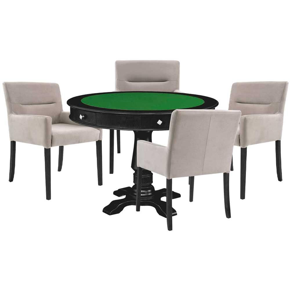 Mesa De Jogos Victoria Redonda Tampo Reversível 4 Cadeiras