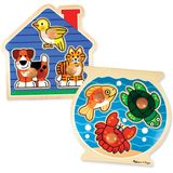 Melissa & Doug Animals Jumbo Knob Wooden Puzzles Set - Peixes e Animais de Estimação