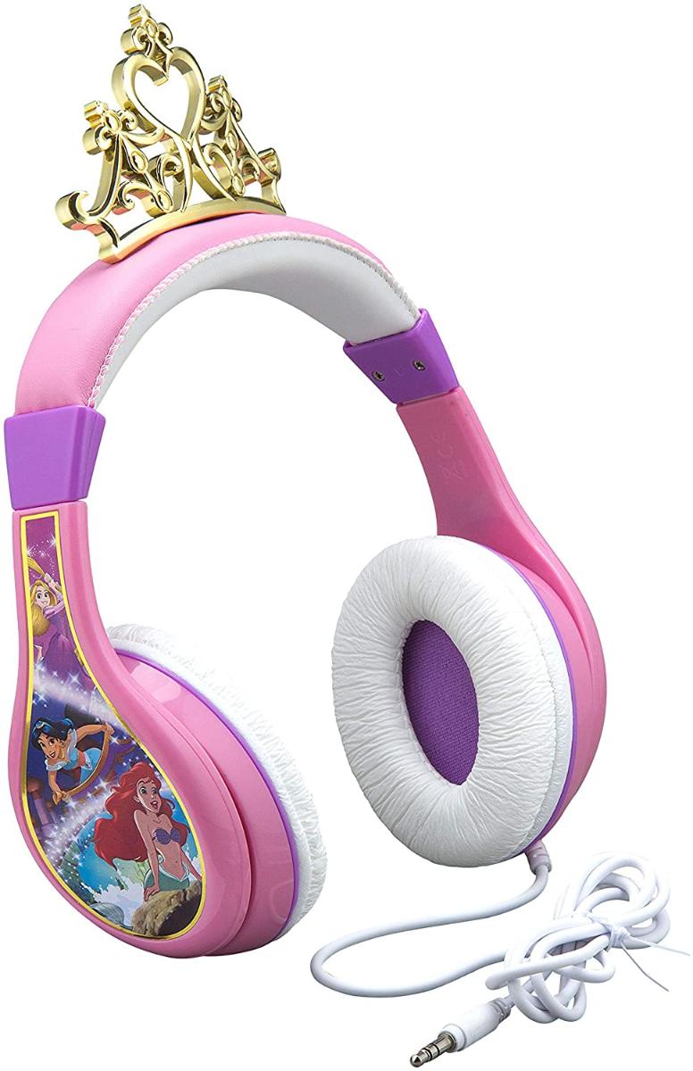 Fones de ouvido Disney Princess Kids, Banda headable ajustável, som estéreo, tomada de 3,5 mm, fones de ouvido com fio para crianças, sem emaranhados