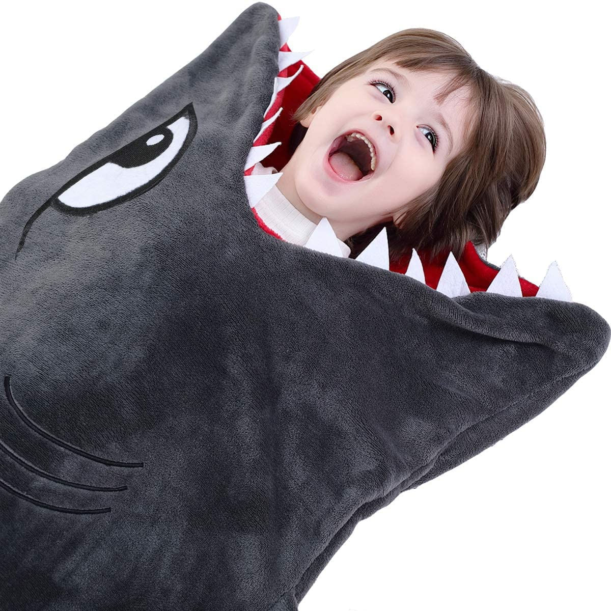 CozyBomB Shark Tails Animal Blanket for Kids - Cozy Smooth One Piece Design - Durável Sem Emenda Snuggle Pelúcia Jogue Saco de Dormir Cinza Ampliado