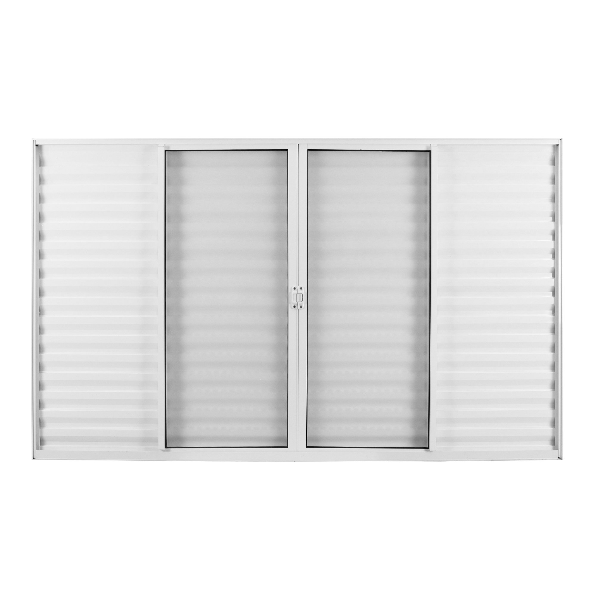 Janela De Alumínio Veneziana De Correr 100x200cm 6 Folhas 2 Fixas Com Vidro Liso Linha Soft Mgm Branco Branco