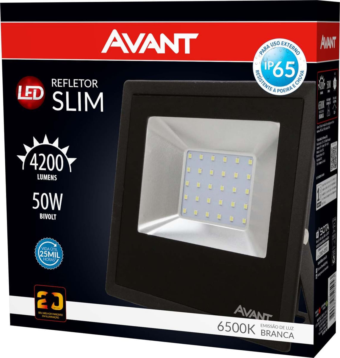 Refletor LED 50w Slim 6500k - 3750 - Avant