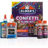 Kit de Slime Confetti da Elmer | Suprimentos de lodo incluem cola metálica, cola clara, ativador de slime líquido mágico confetti, 4 contagem