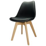 Cadeira Charles Eames Leda Design Wood Estofada Base Madeira - Preto