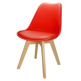 Cadeira Charles Eames Leda Design Wood Estofada Base Madeira - Vermelho