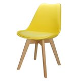 Cadeira Charles Eames Leda Design Wood Estofada Base Madeira - Amarelo