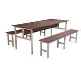 Mesa Refeitório 8 Lugares Com 2 Bancos Metal Wood Design