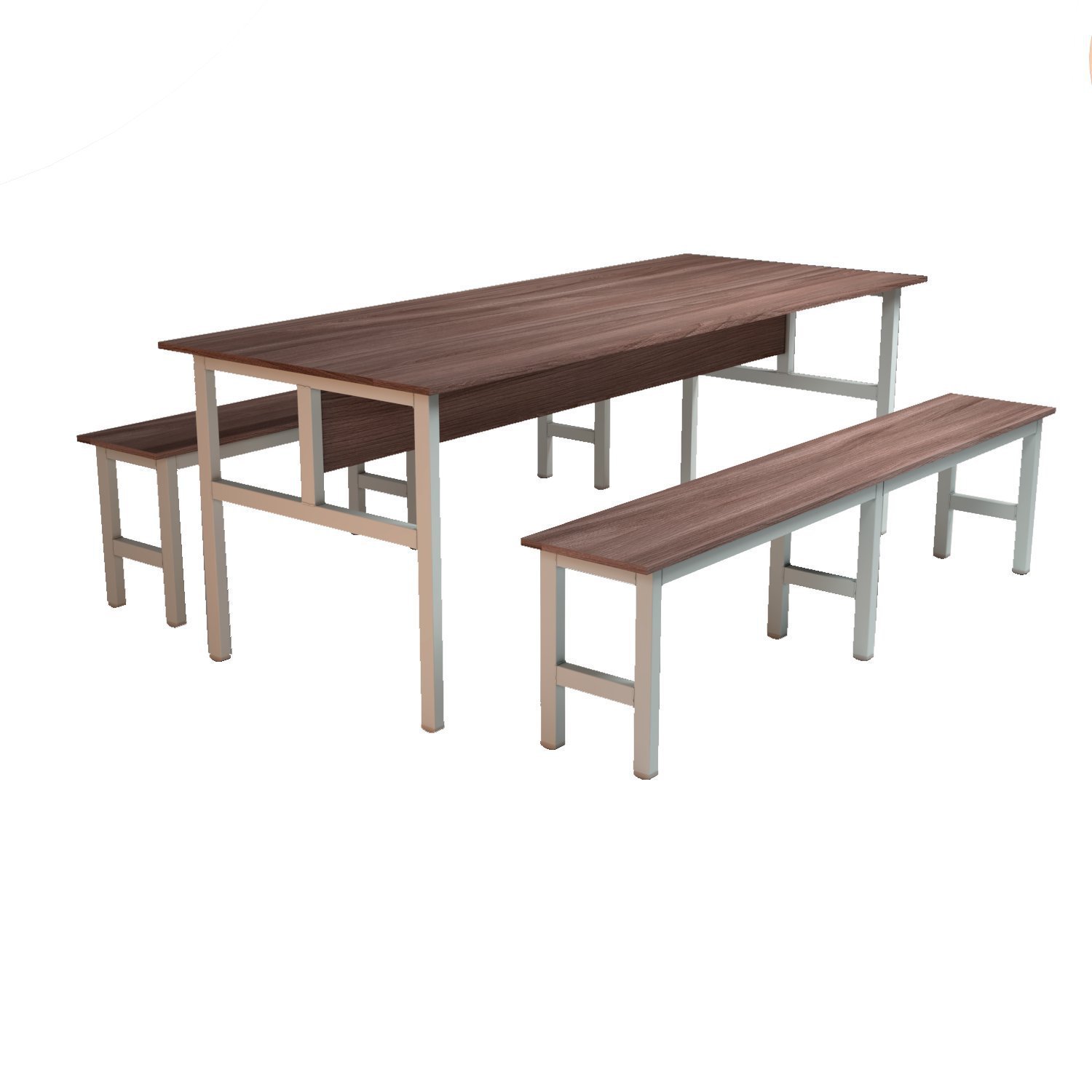 Mesa Refeitório 8 Lugares Com 2 Bancos Metal Wood Design