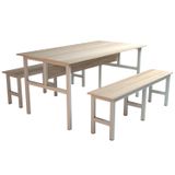 Mesa Refeitório 6 Lugares Com 2 Bancos Metal Wood Design