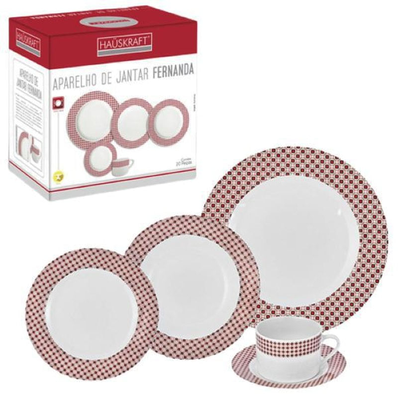 Aparelho De Jantar De Porcelana Fernanda Hauskraft Com 20pçs